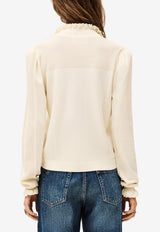 ba&sh Suzanne Long-Sleeved Perforated Sweater Ecru 1E25SUZA_ECRU