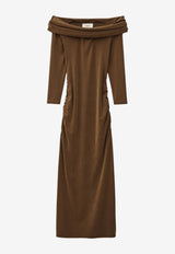 ba&sh Bettina Off-Shoulder Midi Dresses Brown 1E26BETT_BRONZE
