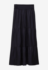ba&sh Camyla Tiered Midi Skirt Navy 1E26CAMY_NAVY