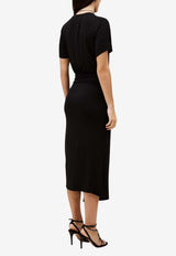 ba&sh Galtea Draped Midi Dress Black 1E26GALT_BLACK