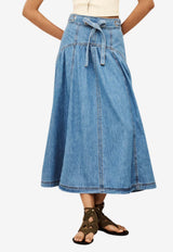 ba&sh Lonia Tie-Waist Denim Midi Skirt Light Blue 1E26LONI_LIGHT BLUE