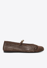 Prada Triangle Logo Crochet Knit Ballet Flats Brown 1F364O0052F46/S_PRADA-F0324