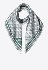 Prada Geometric Print Silk Twill Scarf Green 1FF0012C81/R_PRADA-F077U