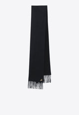 Prada Cashmere-Blend Fringed Scarf Black 1FS0652COP/R_PRADA-F0632