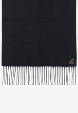 Prada Cashmere-Blend Fringed Scarf Black 1FS0652COP/R_PRADA-F0632