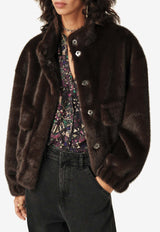 ba&sh Paros Oversized Faux-Fur Coat Chocolate 1H24PARO_CHOCOLATE