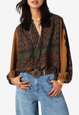 ba&sh Baker Printed V-neck Blouse Chocolate 1H25BAKE_CHOCOLATE