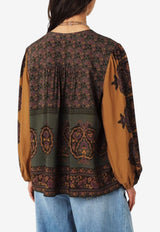 ba&sh Baker Printed V-neck Blouse Chocolate 1H25BAKE_CHOCOLATE