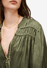 ba&sh Cessia V-neck Long-Sleeved Blouse Khaki 1H25CESN_KHAKI