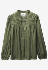 ba&sh Cessia V-neck Long-Sleeved Blouse Khaki 1H25CESN_KHAKI