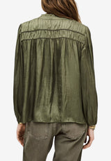 ba&sh Cessia V-neck Long-Sleeved Blouse Khaki 1H25CESN_KHAKI