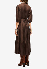 ba&sh Cleli Gathered Midi Dress Chocolate 1H25CLEL_CHOCOLATE