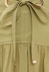 ba&sh Donia Midi Skirt with Tie-Belt Khaki 1H25DONI_KHAKI