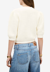 ba&sh Garance Cropped Knit Top Ecru 1H25GARA_ECRU