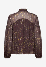ba&sh Kamala Printed V-neck Blouse Chocolate 1H25KAMA_CHOCOLATE