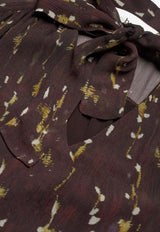 ba&sh Kamala Printed V-neck Blouse Chocolate 1H25KAMA_CHOCOLATE