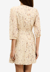 ba&sh Kanissa Printed V-neck Mini Dress Beige 1H25KANI_BEIGE