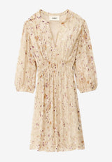 ba&sh Kanissa Printed V-neck Mini Dress Beige 1H25KANI_BEIGE