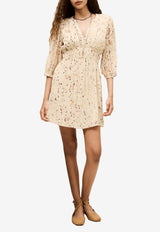 ba&sh Kanissa Printed V-neck Mini Dress Beige 1H25KANI_BEIGE