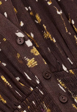 ba&sh Karla Printed Midi Dress Chocolate 1H25KARL_CHOCOLATE