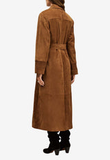 ba&sh Maina Belted Suede Trench Coat Camel 1H25MAIN_CAMEL