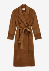 ba&sh Maina Belted Suede Trench Coat Camel 1H25MAIN_CAMEL
