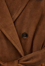 ba&sh Maina Belted Suede Trench Coat Camel 1H25MAIN_CAMEL