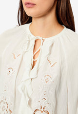 ba&sh Omar Broderie Anglaise Flounced Blouse Ecru 1H25OMAR_ECRU