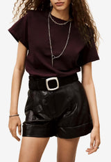 ba&sh Pio T-shirt with Shoulder Pads Bordeaux 1H25PIO_BORDEAUX