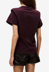 ba&sh Pio T-shirt with Shoulder Pads Bordeaux 1H25PIO_BORDEAUX