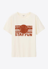 BA&SH Patterned Crewneck T-shirt White 1H25REES_ECRU