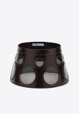 Prada Leather and Plexiglass Visor Hat Brown 1HV0292HHU/Q_PRADA-F0003