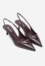 Prada 75 Décolleté Leather Slingback Pumps Bordeaux 1I901MDD55055/R_PRADA-F0007