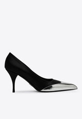 Prada 85 Metallic Cap-Toe Pumps Black 1I968NA085049/Q_PRADA-F0002
