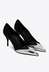 Prada 85 Metallic Cap-Toe Pumps Black 1I968NA085049/Q_PRADA-F0002