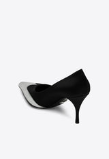 Prada 85 Metallic Cap-Toe Pumps Black 1I968NA085049/Q_PRADA-F0002