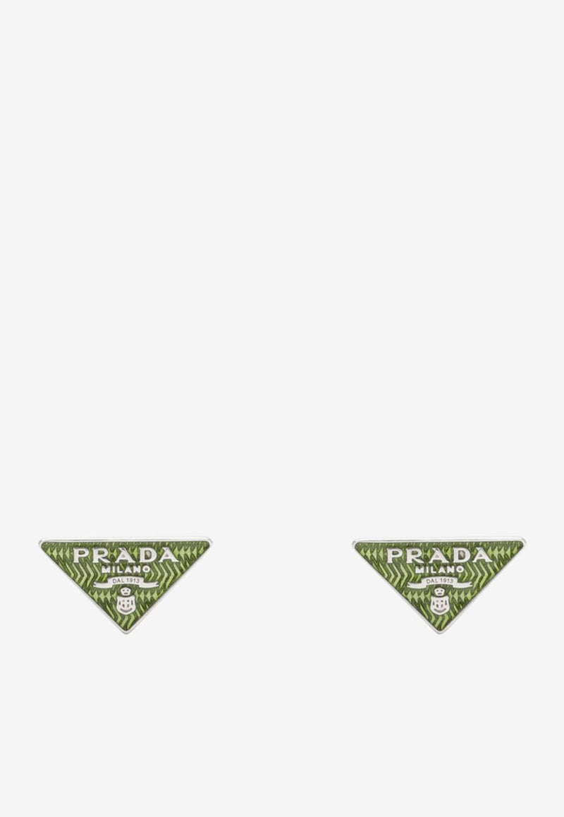Prada Triangle-Shaped Logo Earrings Green 1JO9532CMY/M_PRADA-F077G