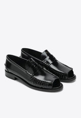 Prada Brushed Leather Peep-Toe Loafers Black 1K200O020P39/R_PRADA-F0002