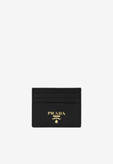 Prada Logo Plaque Leather Cardholder Black 1MC025QWA/S_PRADA-F0002