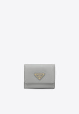 Prada Small Triangle Logo Saffiano Wallet Gray 1MH043QHH/R_PRADA-F0424