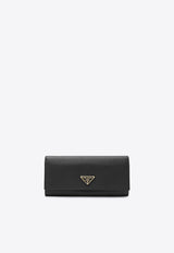 Prada Large Continental Wallet in Saffiano Leather Black 1MH132QHH/Q_PRADA-F0002