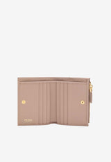 Triangle Logo Saffiano Leather Zip Wallet