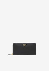 Prada Saffiano Leather Zip-Around Wallet Black 1ML506QHH/S_PRADA-F0002