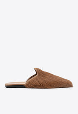 Prada Hairy-Effect Sabot Flat Mules Sand 1S008ODD052HIO/R_PRADA-F0036