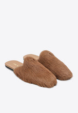 Prada Hairy-Effect Sabot Flat Mules Sand 1S008ODD052HIO/R_PRADA-F0036