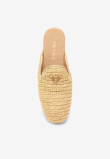 Prada Logo Appliqué Woven Crochet Flat Mules Beige 1S435N0052C2T/O_PRADA-F0018