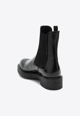 Prada Chelsea Ankle Boots in Polished Leather Black 1T703NG050055/R_PRADA-F0002