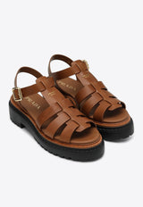 Prada Rubber Cage Logo Sandals Brown 1X923N0557V6/Q_PRADA-F0R1R