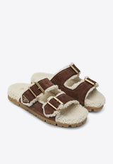 Prada Suede and Shearling Slides Brown 1XX775ZF20JFT/R_PRADA-F0324