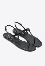 Prada Triangle Logo Patent Leather Thong Sandals Black 1Y395O005069/S_PRADA-F0002